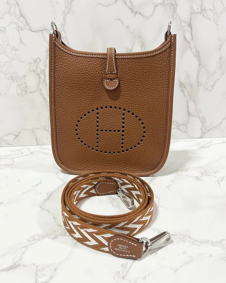 愛馬仕 H Mini Evelyn TC 金色 PHW B 印章