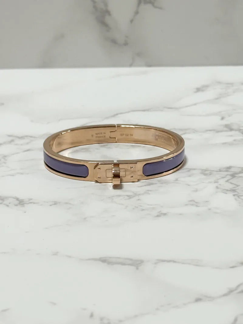 愛馬仕迷你Clic Kelly手鐲，愛馬仕旗艦款，淡紫色，RGHW，PM尺寸