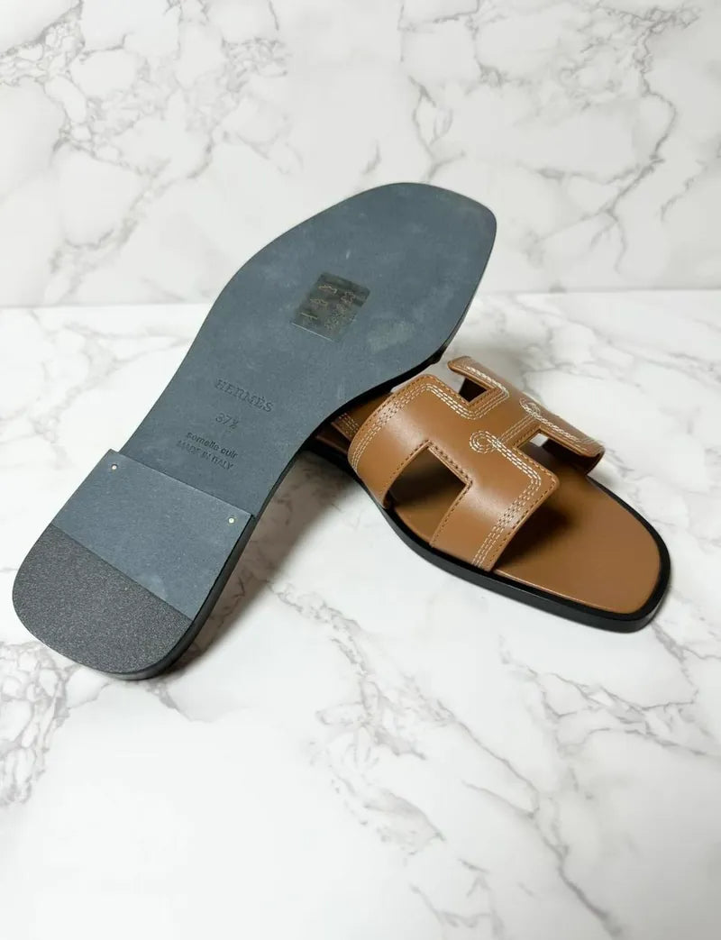 愛馬仕 Oran H Naturel 涼鞋，37.5 碼