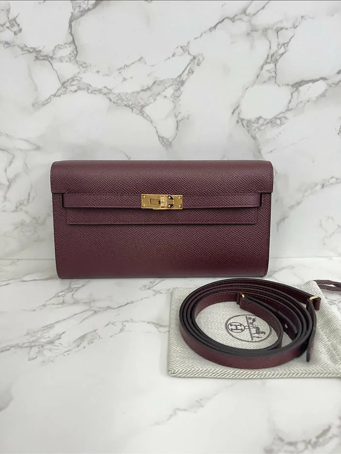 Hermes Kelly Classique To Go 錢包 Bordeaux Epsom GHW