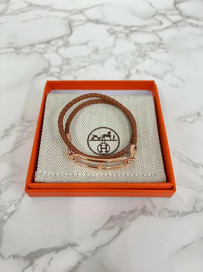 ❤️愛馬仕 Roulis 雙圈手鐲，金色 RGHW T3 尺寸