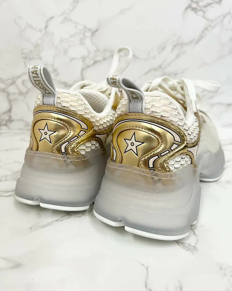 Dior Vibe Sneaker White Mesh and Gold-Tone Technical Fabric