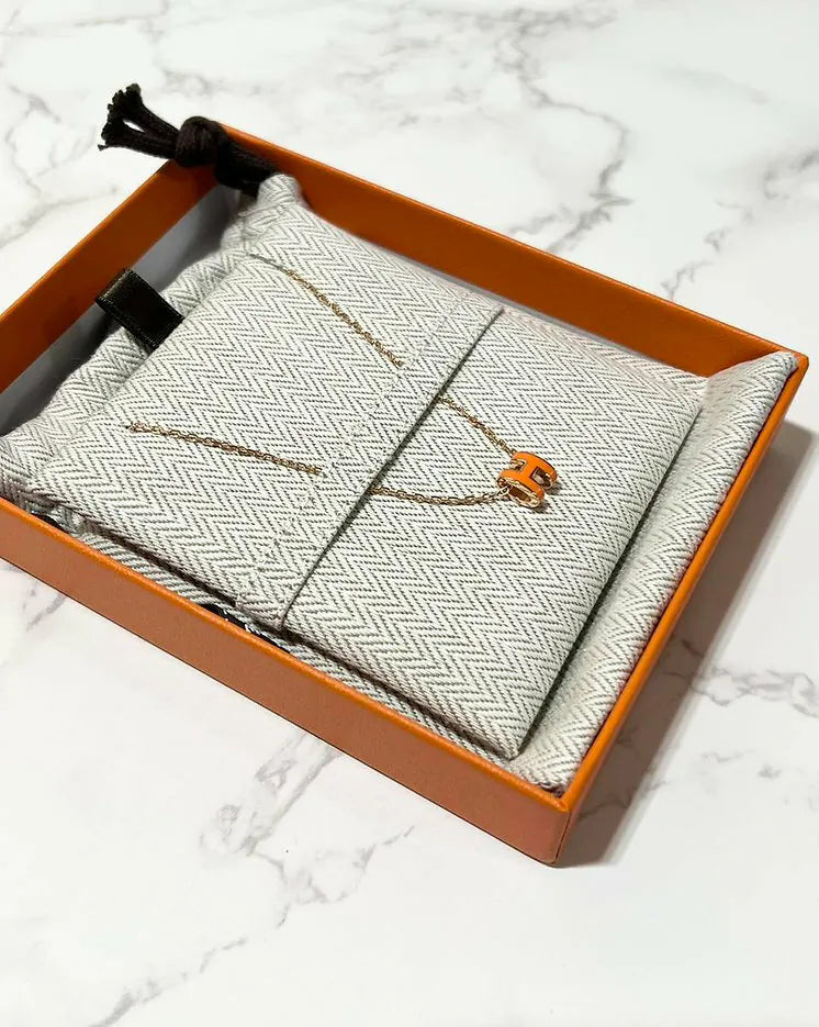 愛馬仕迷你 Pop H 項鍊 橙色 Soie