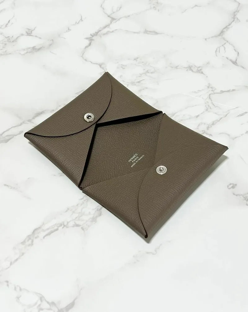 Hermes  Calvi card holder Etoupe epsom