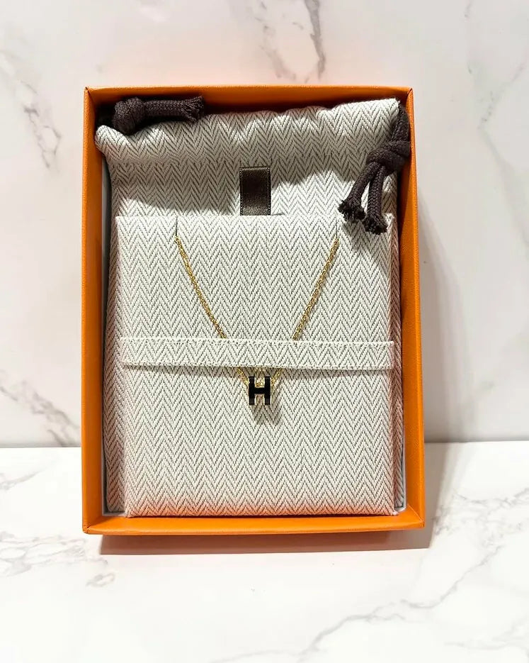 ❤️Hermes 迷你流行 H 項鍊黑色 GHW