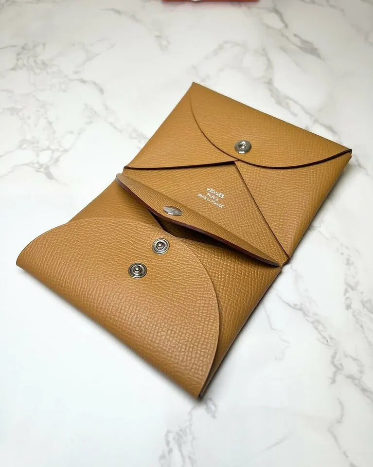 愛馬仕 Calvi Duo Compact 卡包 epsom 芝麻色 2S
