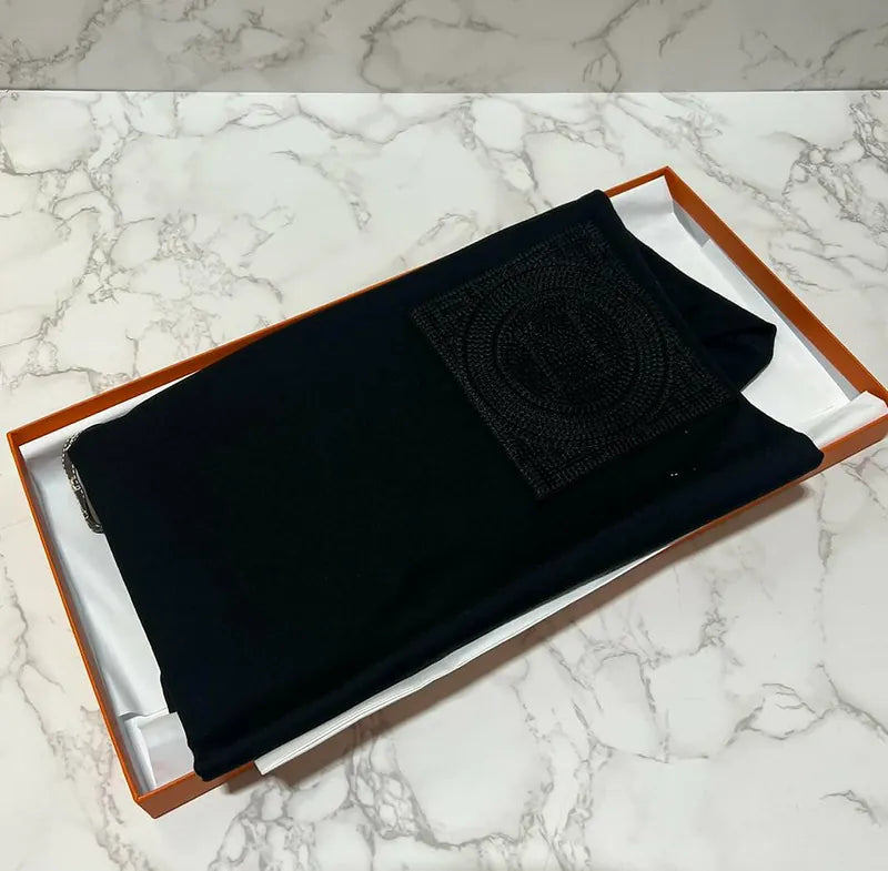 愛馬仕刺繡女士口袋T卹