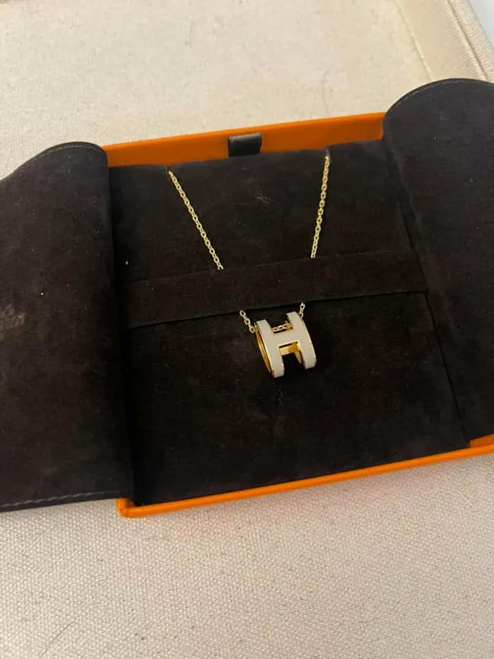 Hermes Pop H 吊墜項鍊 Marron Glace GHW