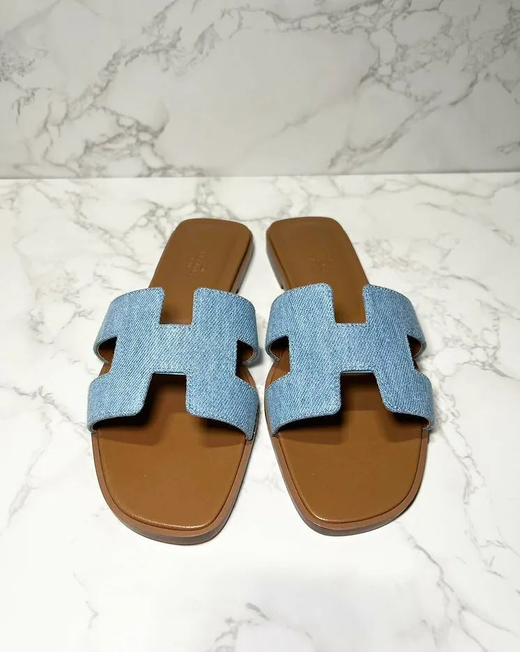 Hermes Denim Oran Sandal  Size 38