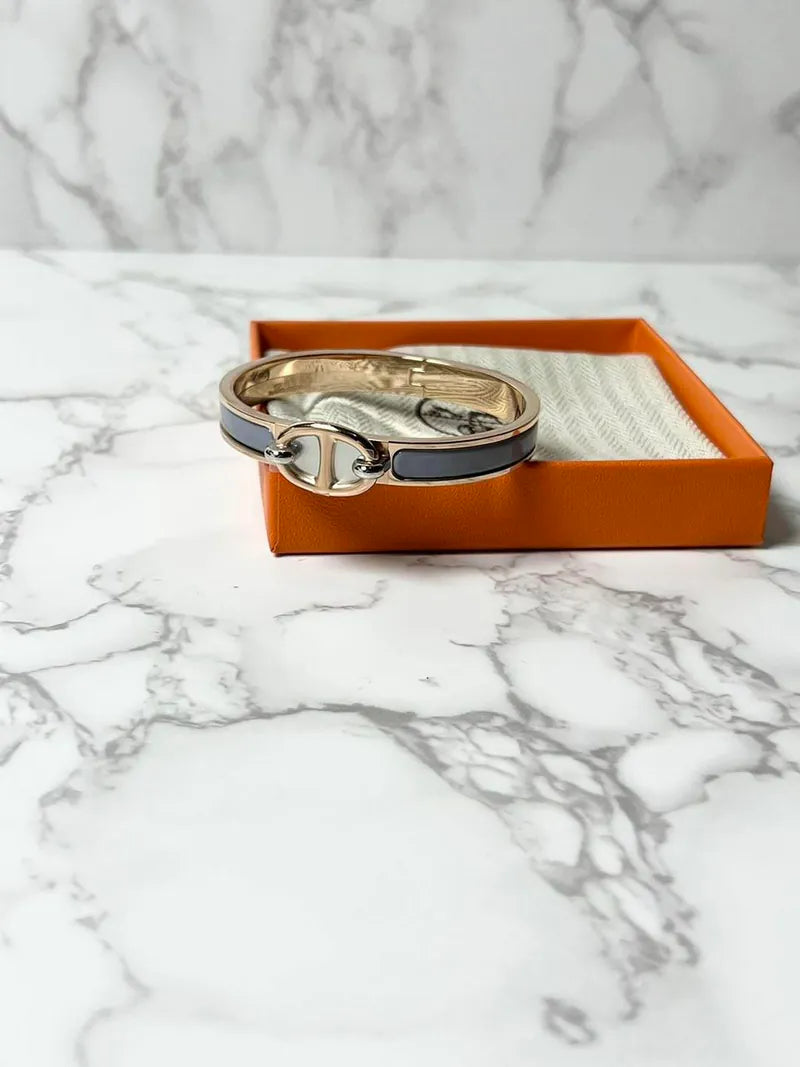 ❤️Hermes Bracelet Mini Clic Ch D’Ancre Gris Myer  RGHW PM Size