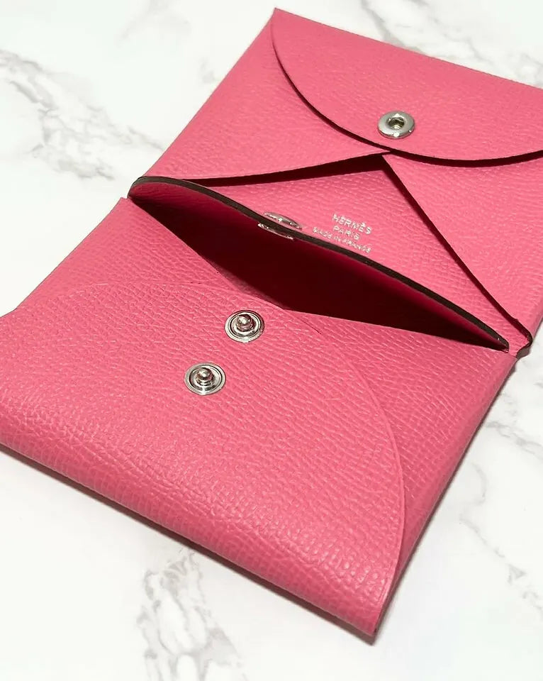 愛馬仕 Calvi Duo Compact 卡包 愛普生玫瑰杜鵑花色 8W