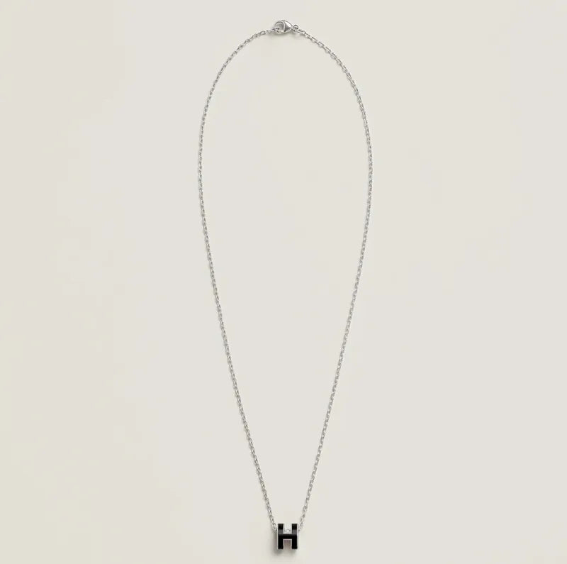 ❤️Hermes Mini Pop H Pandant Necklace Noir PHW