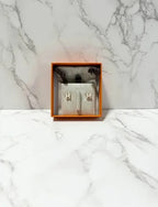 Hermes Mini Pop H Earrings Blanc GHW