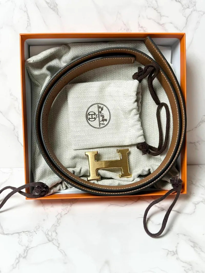 愛馬仕 32MM H 男士皮帶，雙面皮革錶帶，32 毫米寬，90 公分長