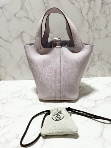 Hermes Picotin Lock 18 Bag PHW P18 Mauve Pale 09 夢幻紫 銀扣 B Stamp