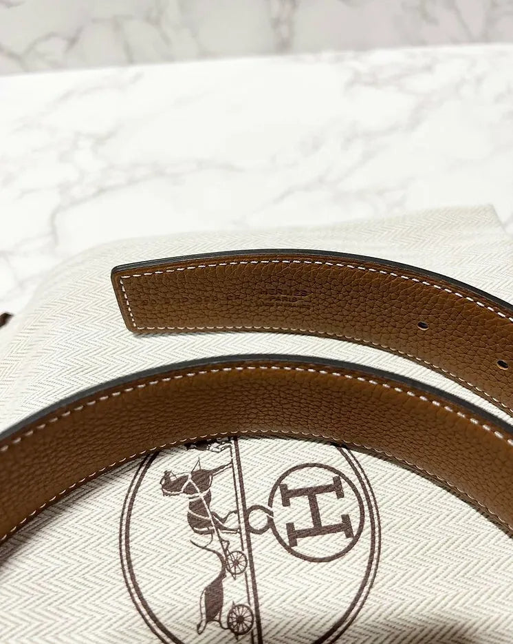 愛馬仕 38MM H 男士皮帶，雙面皮革錶帶，38 毫米寬，90 公分長