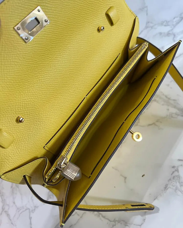 ❤️Hermes Kelly 去 Epsom Jaune 那不勒斯 9O GHW