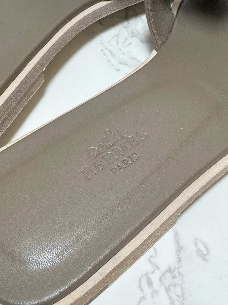 Hermes Oran Sandales H Etoupe  38