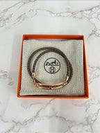 Hermes roulis 雙圈手鍊 Etoupe RGHW