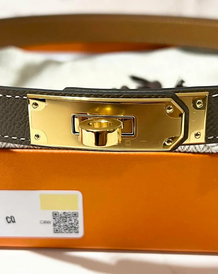 Hermes Kelly 18 Adjustable Belt Etoupe GHW 60cm-100cm