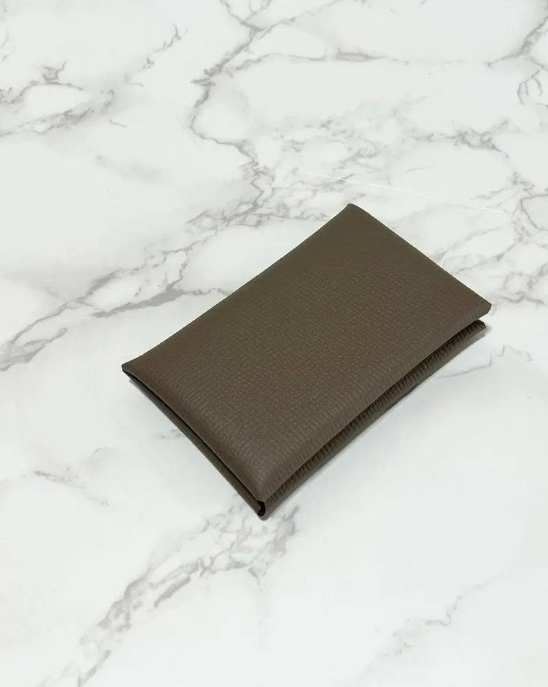 Hermes  Calvi card holder Etoupe epsom