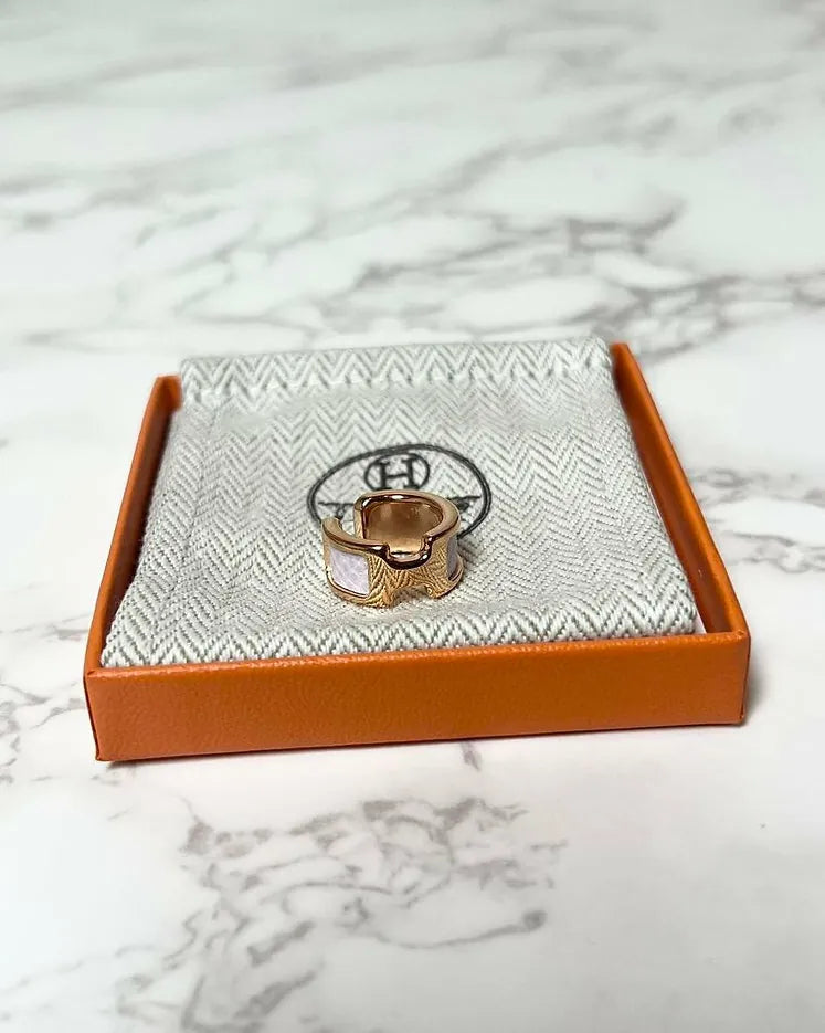 Hermes Bijou D'Oreille Olympe Mauve Pale 09 玫瑰 GHW 耳環