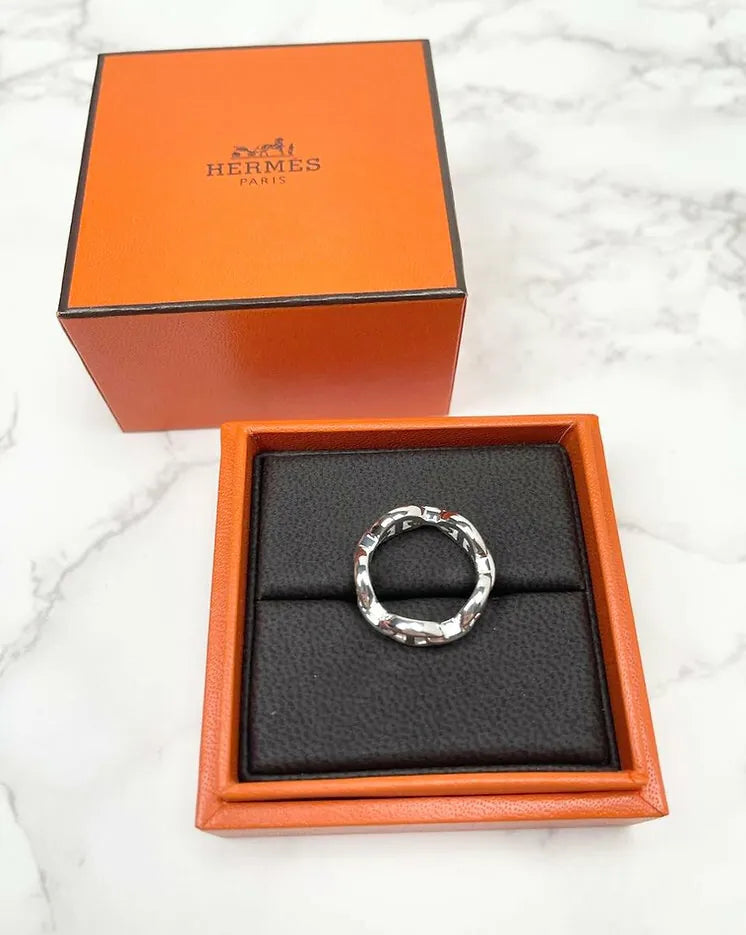 愛馬仕Chaine d'ancre Enchainee戒指，小號，925銀，53號