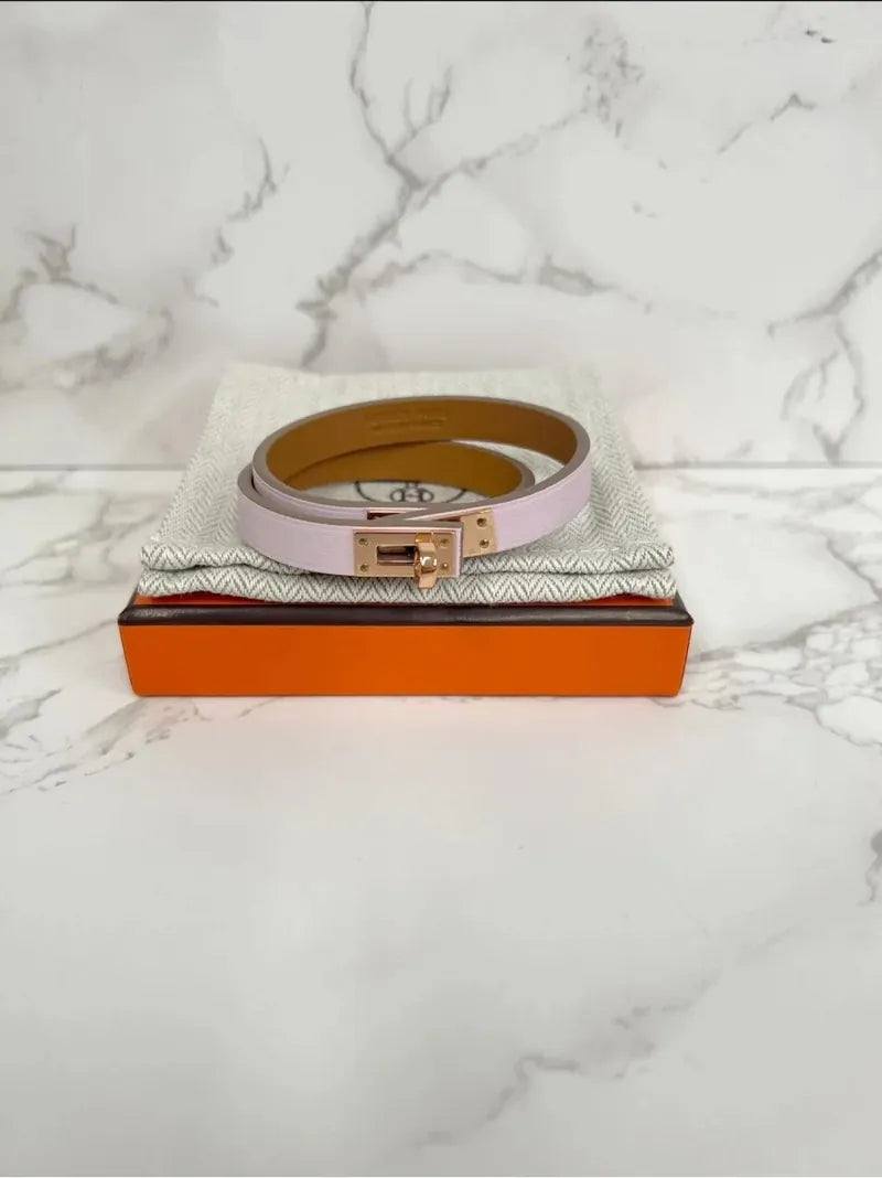 Hermes 迷你凱莉淡紫色 GHW 手鍊 T2