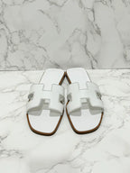 Hermes Oran Sandales Blanc Piqures H 39