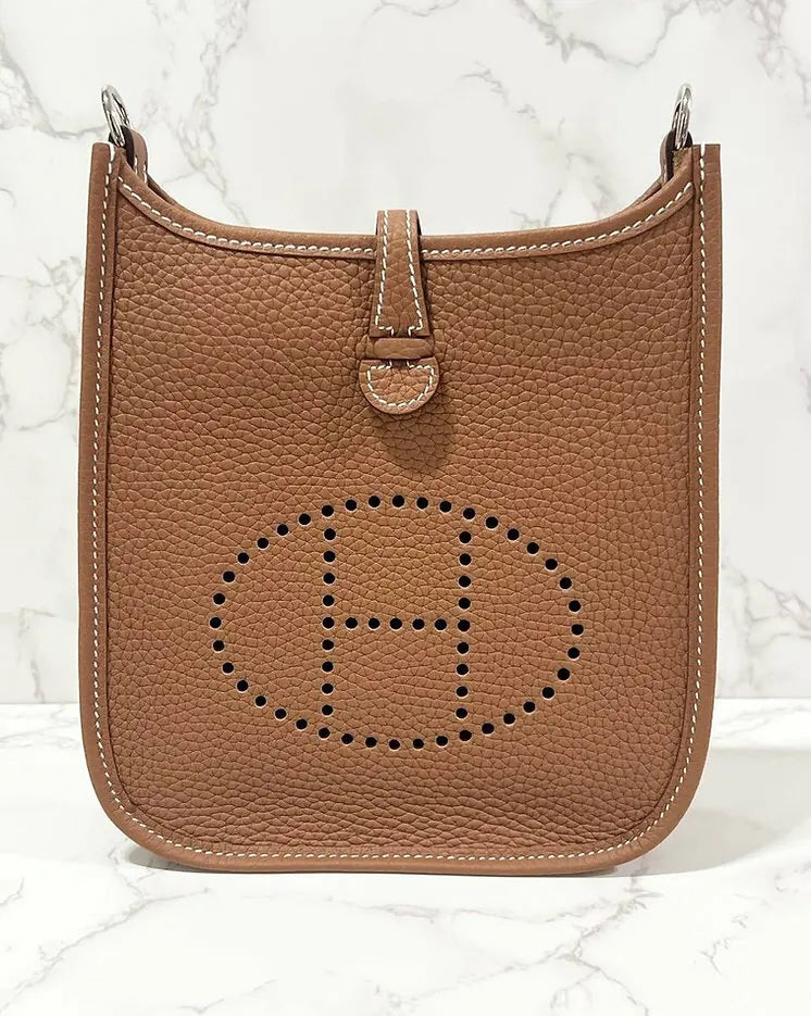 愛馬仕 H Mini Evelyn TC 金色 PHW B 印章