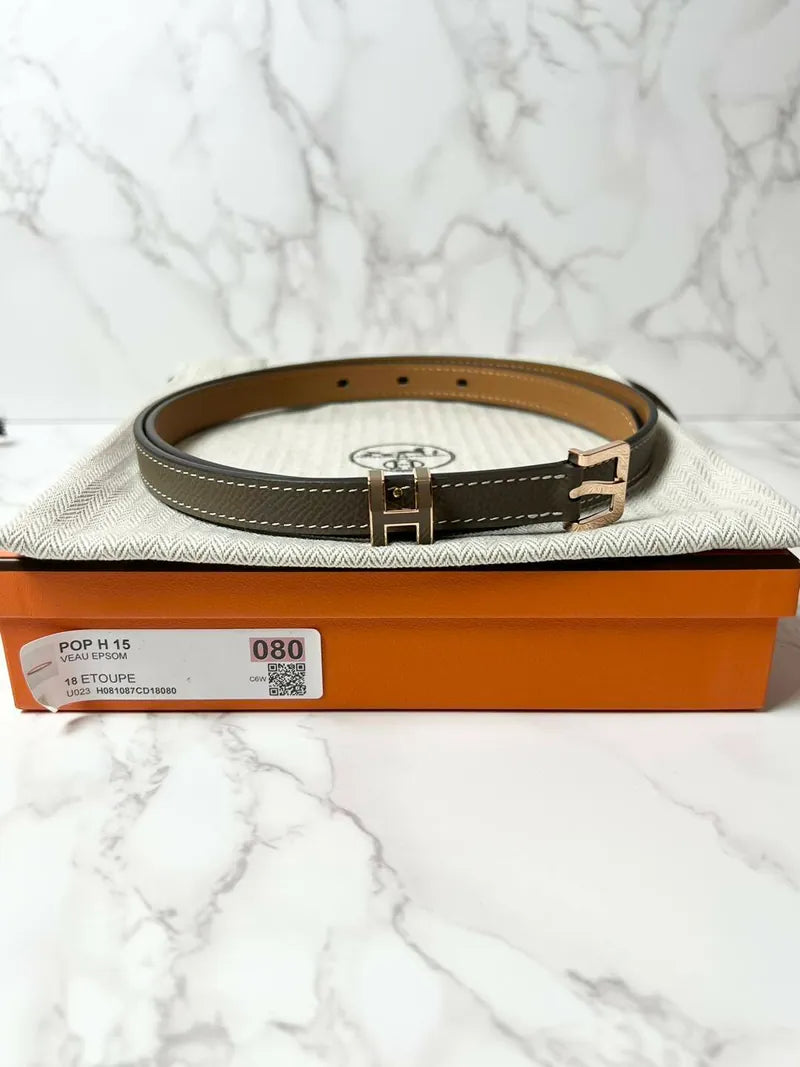 愛馬仕 POP H 15 女士腰帶 灰褐色 RGHW
