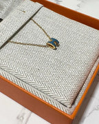 ❤️愛馬仕迷你 Pop H 項鍊 GHW 藍色牛仔