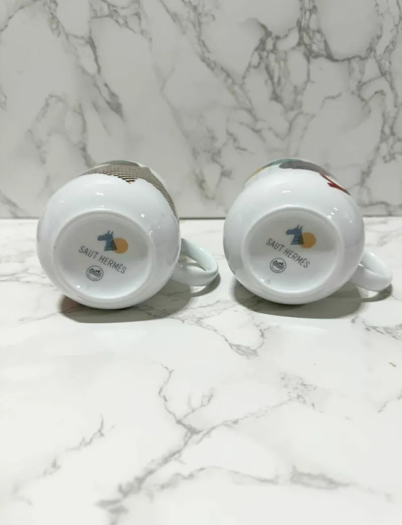 愛馬仕馬鞍形馬克杯套裝（2個）馬形馬克杯和頭盔形馬克杯