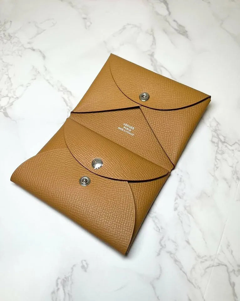 愛馬仕 Calvi Duo Compact 卡包 epsom 芝麻色 2S