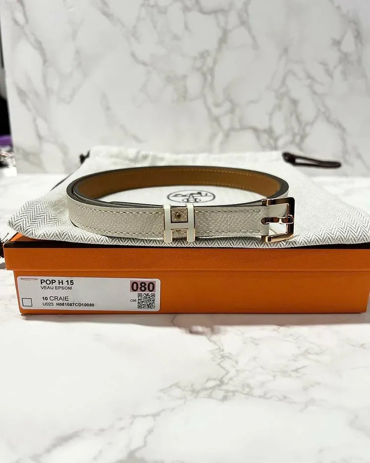 愛馬仕 POP H 15 女士腰帶 Craie RGHW 80cm
