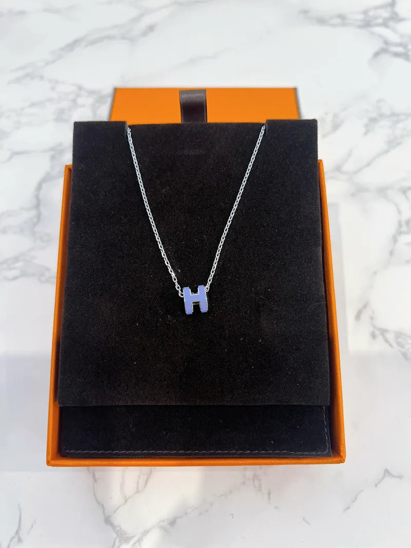 愛馬仕迷你 Pop H 吊墜項鍊 淡紫色 PHW