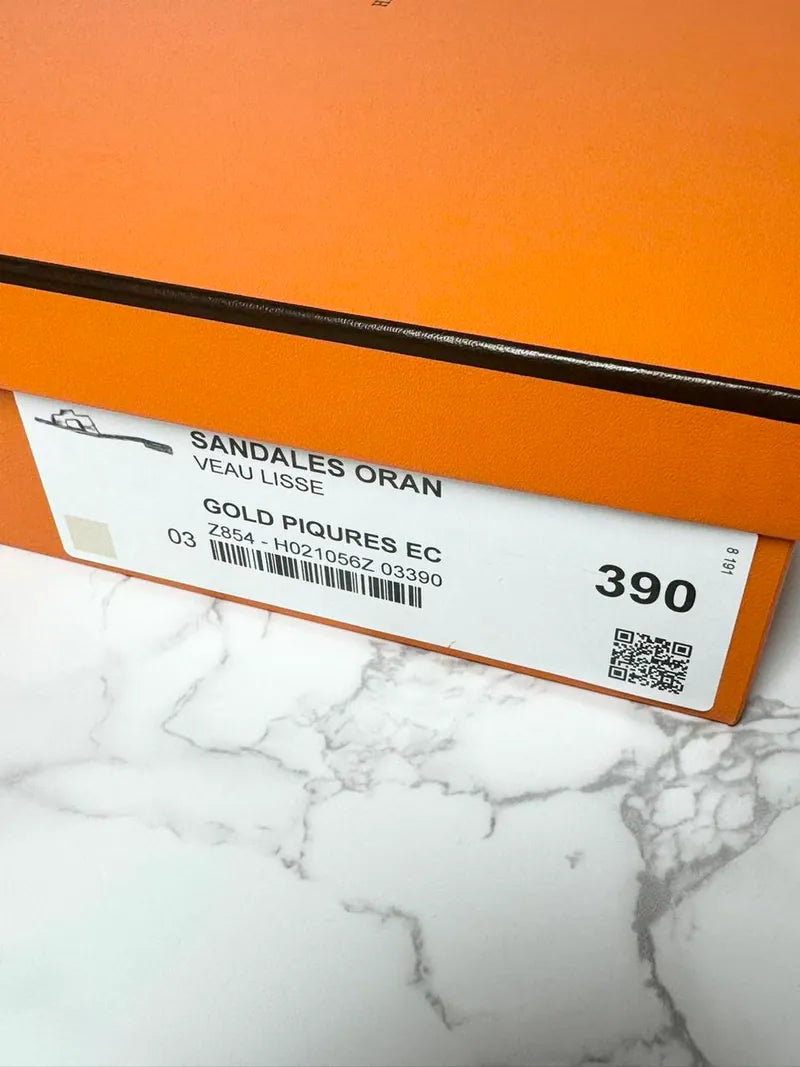 愛馬仕 Oran H 金色涼鞋，39 碼