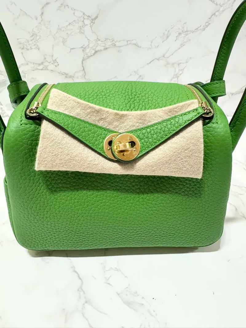 ❤️Hermes 迷你 Lindy 包 Vert Yucca GHW B 郵票