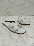 Hermes Oran Sandales Blanc Piqures H 39