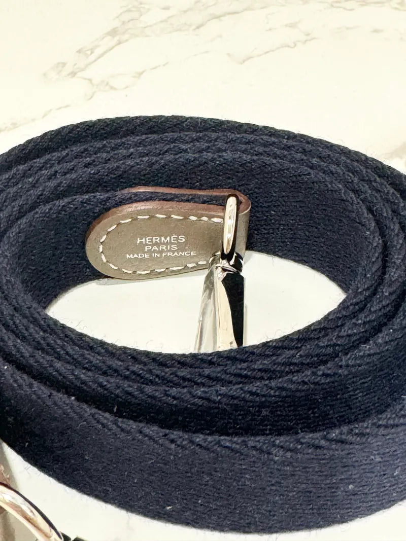 愛馬仕 Mini Evelyne 16 TC Etoupe Bleu 靛藍 PHW W 郵票