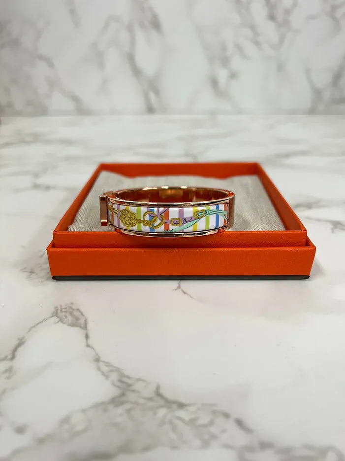 愛馬仕 Clic H Brides de Gala Bayadere 手鐲 RGHW PM 型號