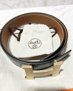 愛馬仕 38MM H 男士皮帶，雙面皮革錶帶，38 毫米寬，90 公分長