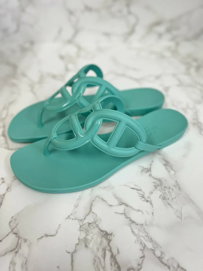 Hermes Sandales Egerie - Vert Embrun 尺寸 37