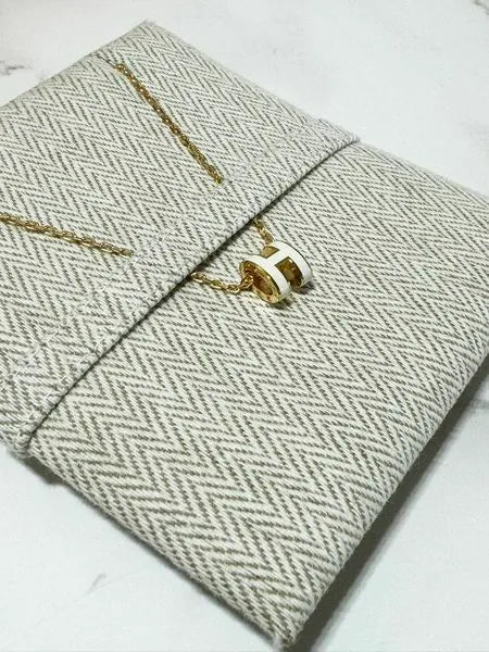 愛馬仕迷你 Pop H Blanc 金色項鍊吊墜