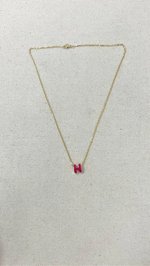 愛馬仕迷你 Pop H 吊墜玫瑰墨西哥 GHW 項鍊