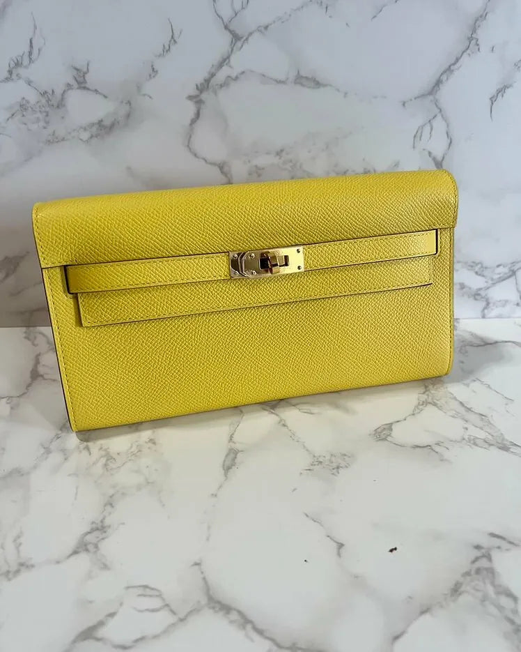 ❤️Hermes Kelly 去 Epsom Jaune 那不勒斯 9O GHW