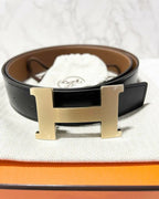 愛馬仕 38MM H 男士皮帶，雙面皮革錶帶，38 毫米寬，90 公分長