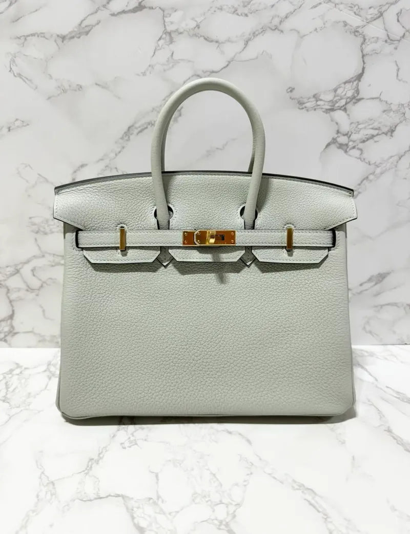 愛馬仕 Birkin 25 Togo 0W Gris Neve GHW B 郵票