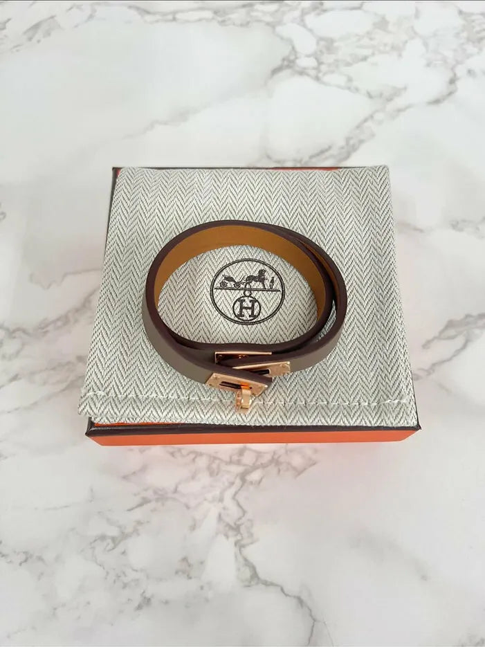 ❤️愛馬仕迷你凱莉包 Etoupe 金色五金手環 T2