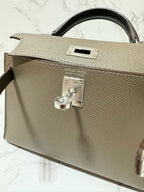 Hermes Mini Kelly 2 Epsom PHW Etoupe / Ecorce / Noir